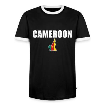 Cameroun Carte Vintage Cameroun Drapeau camerounais - T-shirt contrasté Homme - noir/blanc - Devant - AI Model Female 172 light (172cm) & AI Model Male 178 light (178cm)