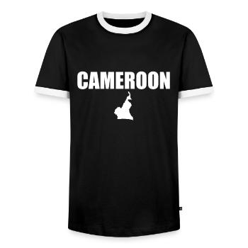 Cameroun Carte Cameroun Cameroun Camerounais - T-shirt contrasté Homme - noir/blanc - Devant - AI Model Female 172 light (172cm) & AI Model Male 178 light (178cm)