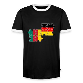 Cameroun Allemagne Drapeau Camerounais allemands - T-shirt contrasté Homme - noir/blanc - Devant - AI Model Female 172 light (172cm) & AI Model Male 178 light (178cm)