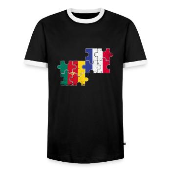 Cameroun France Vintage Flag Camerounais - T-shirt contrasté Homme - noir/blanc - Devant - AI Model Female 172 light (172cm) & AI Model Male 178 light (178cm)