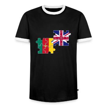 Cameroun Drapeau du Royaume-Uni Cameroun britannique - T-shirt contrasté Homme - noir/blanc - Devant - AI Model Female 172 light (172cm) & AI Model Male 178 light (178cm)