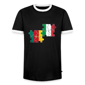 Cameroun Italie Vintage Flag Camerounais - T-shirt contrasté Homme - noir/blanc - Devant - AI Model Female 172 light (172cm) & AI Model Male 178 light (178cm)