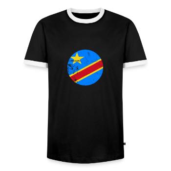 DR Kongo Vintage Kongolesische Flagge Kongolese - Männer Kontrast-T-Shirt - Schwarz/Weiß - Vorne - AI Model Female 172 light (172cm) & AI Model Male 178 light (178cm)