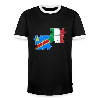 DR Kongo Italien Vintage Flagge Kongolese - Männer Kontrast-T-Shirt - Schwarz/Weiß - Vorne - AI Model Female 172 light (172cm) & AI Model Male 178 light (178cm)