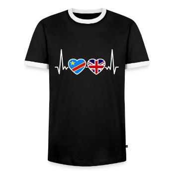 DR Kongo UK Herzschlag Flagge Kongolesisch - Männer Kontrast-T-Shirt - Schwarz/Weiß - Vorne - AI Model Female 172 light (172cm) & AI Model Male 178 light (178cm)