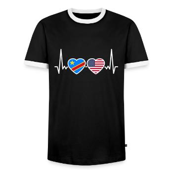 RD Congo USA heartbeat flag congolais - T-shirt contrasté Homme - noir/blanc - Devant - AI Model Female 172 light (172cm) & AI Model Male 178 light (178cm)