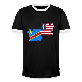 DR Kongo USA Flagge Amerikanisch Kongolesisch - Männer Kontrast-T-Shirt - Schwarz/Weiß - Vorne - AI Model Female 172 light (172cm) & AI Model Male 178 light (178cm)