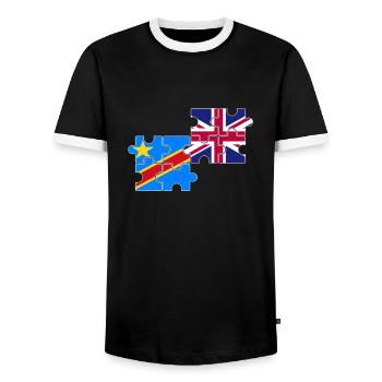 RD Congo Drapeau du Royaume-Uni Britanniques Congolais - T-shirt contrasté Homme - noir/blanc - Devant - AI Model Female 172 light (172cm) & AI Model Male 178 light (178cm)