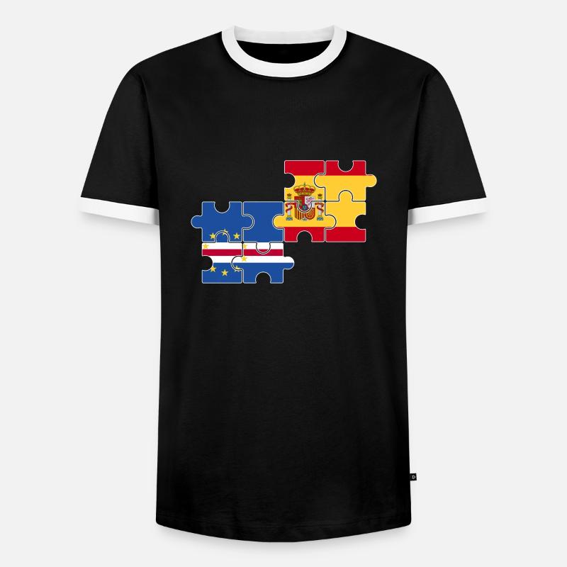 Cap-Vert Espagne Drapeau Espagne Cap-Vert - T-shirt contrasté Homme - noir/blanc