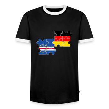 Kap Verde Deutschland Flagge Deutsch Kapverden - Männer Kontrast-T-Shirt - Schwarz/Weiß - Vorne - AI Model Female 172 light (172cm) & AI Model Male 178 light (178cm)