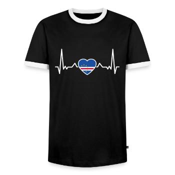 Kap Verde Herzschlag Kapverdisch Flagge Kapverdier - Männer Kontrast-T-Shirt - Schwarz/Weiß - Vorne - AI Model Female 172 light (172cm) & AI Model Male 178 light (178cm)