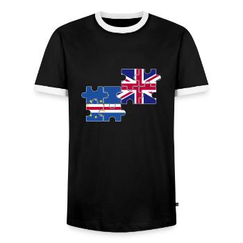 Kap Verde UK Flagge Britisch Kap Verdisch - Männer Kontrast-T-Shirt - Schwarz/Weiß - Vorne - AI Model Female 172 light (172cm) & AI Model Male 178 light (178cm)