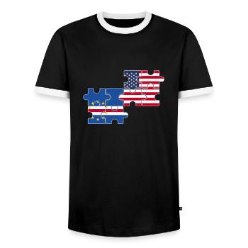 Kap Verde USA Flagge Amerikanisch Kap Verdisch - Männer Kontrast-T-Shirt - Schwarz/Weiß - Vorne - AI Model Female 172 light (172cm) & AI Model Male 178 light (178cm)