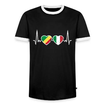 République du Congo Italie Vintage Heartbeat Flag - T-shirt contrasté Homme - noir/blanc - Devant - AI Model Female 172 light (172cm) & AI Model Male 178 light (178cm)