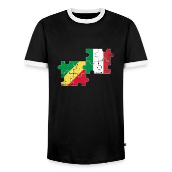 Republik Kongo Italien Vintage Flagge Kongole - Männer Kontrast-T-Shirt - Schwarz/Weiß - Vorne - AI Model Female 172 light (172cm) & AI Model Male 178 light (178cm)