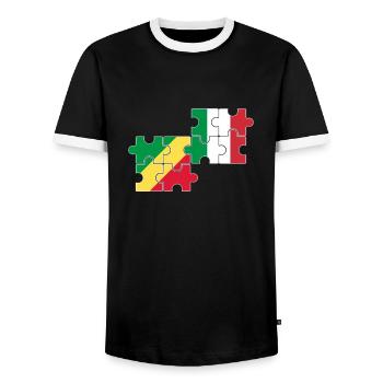 Republik Kongo Italien Flagge Italienisch Kongole - Männer Kontrast-T-Shirt - Schwarz/Weiß - Vorne - AI Model Female 172 light (172cm) & AI Model Male 178 light (178cm)