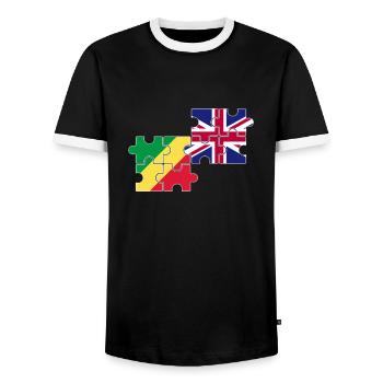 Kongo UK Flagge Britische Kongolesen - Männer Kontrast-T-Shirt - Schwarz/Weiß - Vorne - AI Model Female 172 light (172cm) & AI Model Male 178 light (178cm)