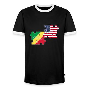 Kongo USA Flagge Amerikanisch Kongolese - Männer Kontrast-T-Shirt - Schwarz/Weiß - Vorne - AI Model Female 172 light (172cm) & AI Model Male 178 light (178cm)
