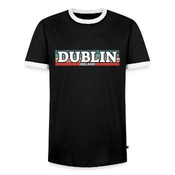 Dublin Ireland Retro Ireland Irish Irish - Men's Ringer Shirt - black/white - Front - AI Model Female 172 light (172cm) & AI Model Male 178 light (178cm)