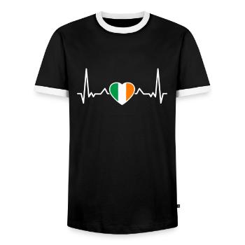 Ireland Heartbeat Irish Flag Irish - Men's Ringer Shirt - black/white - Front - AI Model Female 172 light (172cm) & AI Model Male 178 light (178cm)