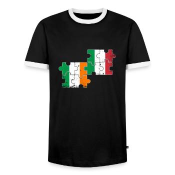Ireland Italy Vintage Flag Italian Irish - Men's Ringer Shirt - black/white - Front - AI Model Female 172 light (172cm) & AI Model Male 178 light (178cm)