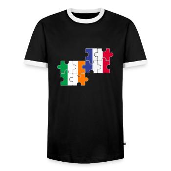 Ireland France Flag French Irish - Men's Ringer Shirt - black/white - Front - AI Model Female 172 light (172cm) & AI Model Male 178 light (178cm)