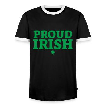 Proud Irish Ireland Irish Irish - Men's Ringer Shirt - black/white - Front - AI Model Female 172 light (172cm) & AI Model Male 178 light (178cm)