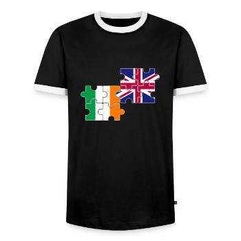 Ireland UK Flag British Irish - Men's Ringer Shirt - black/white - Front - AI Model Female 172 light (172cm) & AI Model Male 178 light (178cm)