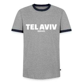 Tel Aviv Israel Israelische Israeli - Men's Ringer Shirt - grey/navy  - Front - AI Model Female 172 light (172cm) & AI Model Male 178 light (178cm)