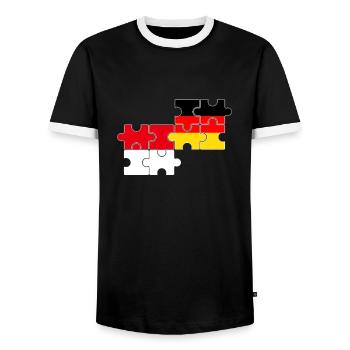 Indonesia Germany Flag German Indonesian - Men's Ringer Shirt - black/white - Front - AI Model Female 172 light (172cm) & AI Model Male 178 light (178cm)
