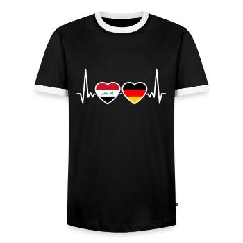 Iraq Germany heartbeat flag German Iraqis - Men's Ringer Shirt - black/white - Front - AI Model Female 172 light (172cm) & AI Model Male 178 light (178cm)