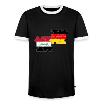 Irak Allemagne Drapeau Irakiens allemands - T-shirt contrasté Homme - noir/blanc - Devant - AI Model Female 172 light (172cm) & AI Model Male 178 light (178cm)