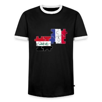 Irak Frankreich Vintage Flagge Französisch Iraker - Männer Kontrast-T-Shirt - Schwarz/Weiß - Vorne - AI Model Female 172 light (172cm) & AI Model Male 178 light (178cm)