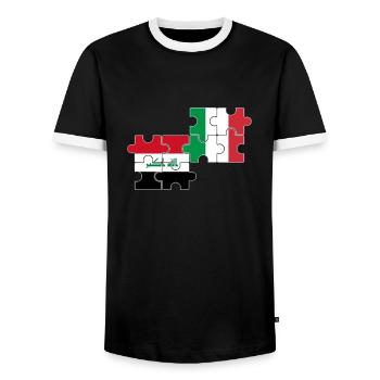 Irak Italie Drapeau Irakiens italiens - T-shirt contrasté Homme - noir/blanc - Devant - AI Model Female 172 light (172cm) & AI Model Male 178 light (178cm)