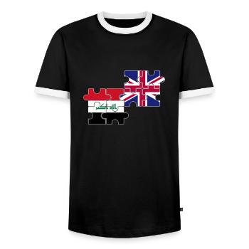 Irak UK Flagge Britisch Iraker - Männer Kontrast-T-Shirt - Schwarz/Weiß - Vorne - AI Model Female 172 light (172cm) & AI Model Male 178 light (178cm)