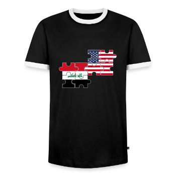 Irak USA Flagge Amerikanisch Iraker - Männer Kontrast-T-Shirt - Schwarz/Weiß - Vorne - AI Model Female 172 light (172cm) & AI Model Male 178 light (178cm)