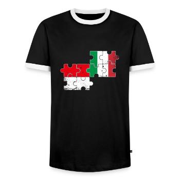 Indonesia Italy Vintage Flag Indonesian - Men's Ringer Shirt - black/white - Front - AI Model Female 172 light (172cm) & AI Model Male 178 light (178cm)