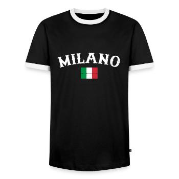 Milano Italie Vintage Drapeau Italien - T-shirt contrasté Homme - noir/blanc - Devant - AI Model Female 172 light (172cm) & AI Model Male 178 light (178cm)