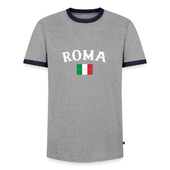 Roma Vintage Italy Italian Flag Italian - Men's Ringer Shirt - grey/navy  - Front - AI Model Female 172 light (172cm) & AI Model Male 178 light (178cm)
