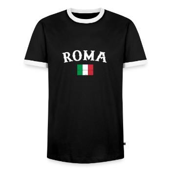 Roma Vintage Italie Drapeau Italien Italien - T-shirt contrasté Homme - noir/blanc - Devant - AI Model Female 172 light (172cm) & AI Model Male 178 light (178cm)