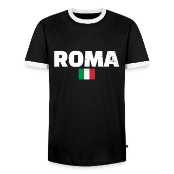 Roma Vintage Italie Drapeau Italien Italien - T-shirt contrasté Homme - noir/blanc - Devant - AI Model Female 172 light (172cm) & AI Model Male 178 light (178cm)