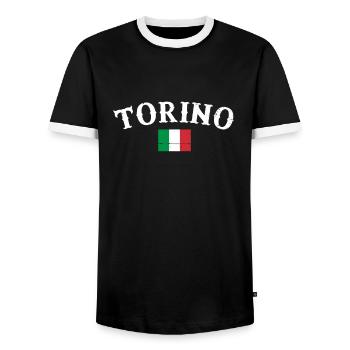 Torino Vintage Italie Drapeau Italien - T-shirt contrasté Homme - noir/blanc - Devant - AI Model Female 172 light (172cm) & AI Model Male 178 light (178cm)
