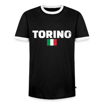Torino Vintage Italie Drapeau Italien - T-shirt contrasté Homme - noir/blanc - Devant - AI Model Female 172 light (172cm) & AI Model Male 178 light (178cm)