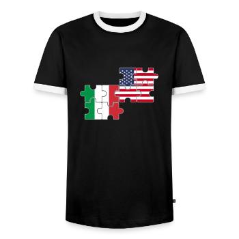 Italy USA Flag American Italian - Men's Ringer Shirt - black/white - Front - AI Model Female 172 light (172cm) & AI Model Male 178 light (178cm)