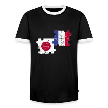 Japan Frankreich Vintage Flagge Japaner - Männer Kontrast-T-Shirt - Schwarz/Weiß - Vorne - AI Model Female 172 light (172cm) & AI Model Male 178 light (178cm)