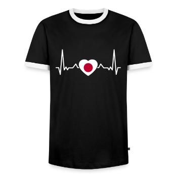Japan Herzschlag Japanische Flagge Japaner - Männer Kontrast-T-Shirt - Schwarz/Weiß - Vorne - AI Model Female 172 light (172cm) & AI Model Male 178 light (178cm)