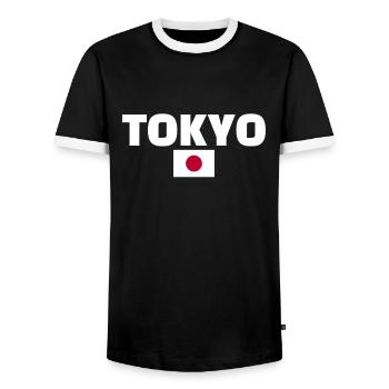 Tokyo Japan Japanische Flagge Japaner - Männer Kontrast-T-Shirt - Schwarz/Weiß - Vorne - AI Model Female 172 light (172cm) & AI Model Male 178 light (178cm)