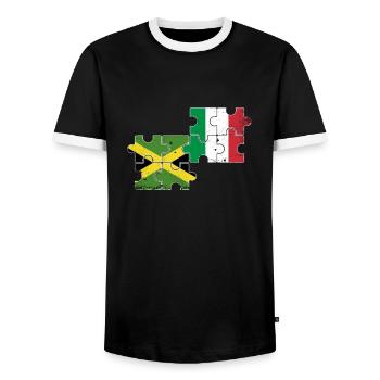 Jamaika Italien Vintage Flagge Jamaikaner - Männer Kontrast-T-Shirt - Schwarz/Weiß - Vorne - AI Model Female 172 light (172cm) & AI Model Male 178 light (178cm)