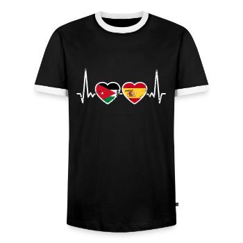 Jordan Spain Vintage Heartbeat Flag - Men's Ringer Shirt - black/white - Front - AI Model Female 172 light (172cm) & AI Model Male 178 light (178cm)