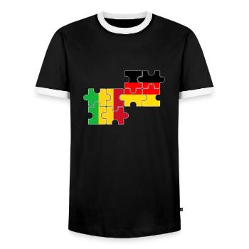 Mali Germany Flag German Malians - Men's Ringer Shirt - black/white - Front - AI Model Female 172 light (172cm) & AI Model Male 178 light (178cm)